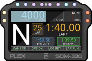SDM-330-DLG front view – logger version with external GNSS for lap timing