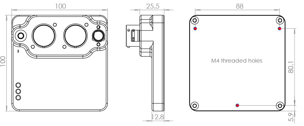 PCA-2000Plus Technical Drawing – Front, Side, and Rear Views with Dimensions PCA-2000Plus Technical Drawing – Front, Side, and Rear Views with Dimensions