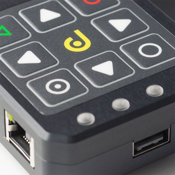 A close-up photo of the Knock Monitor V3 connectivity ports and keypad interface details