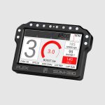 SDM-330-DLG light UI with gear, RPM, boost bar, and engine data in diagonal front view.